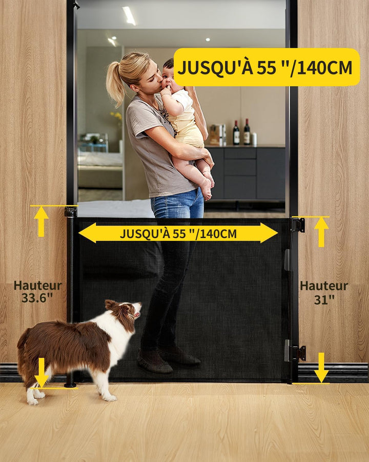 Treppenschutzgitter Ausziehbar 0-140cm,Türschutzgitter Ausziehbar mit Treppenschutz & Kindersicherun