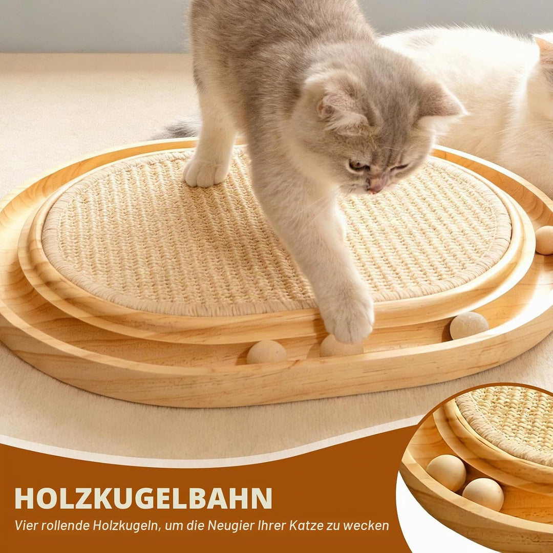 Tmefoy Sisal Kratzbrett, 2 in 1 Katzen Spielzeug, Massives Kiefernholz &amp; Natürliche Sisal Pad, 43x33