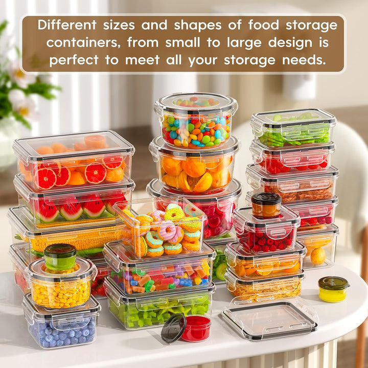 Frischhaltedosen mit Deckel, 50 Teile Vorratsdosen Set (25 Behälter & 25 Deckel),Küche Meal Prep Box