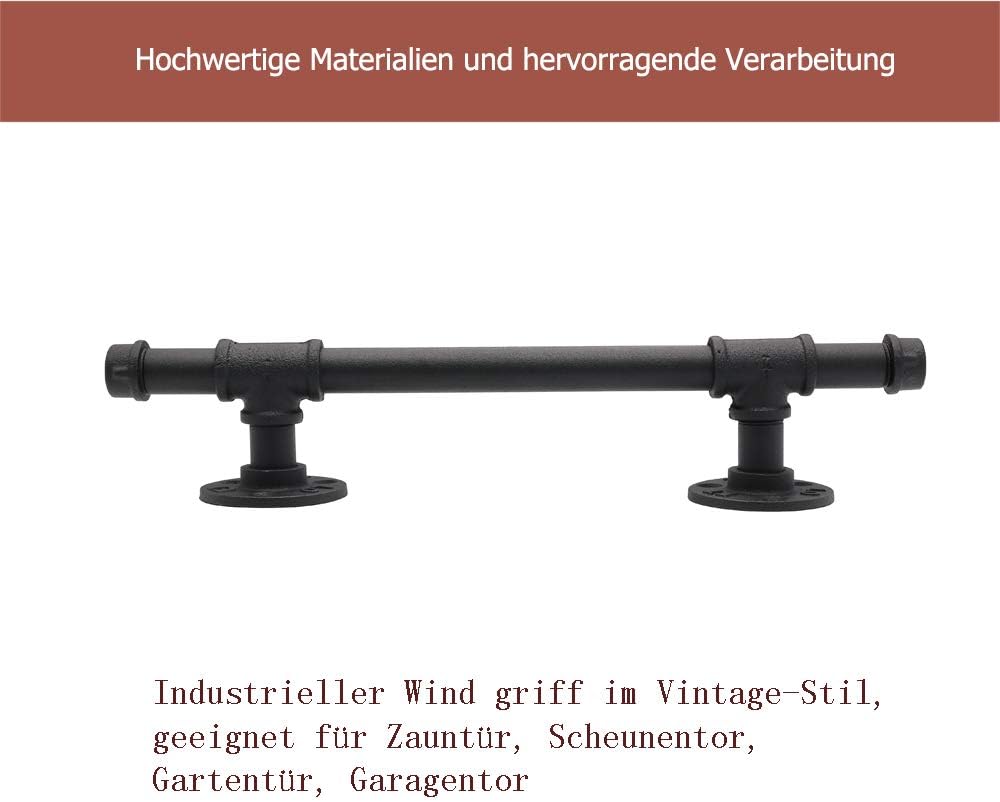 goldenwarm 2 Stück Schmiedeeisen Schiebetür Handgriff Türgriff Scheunentor Griff Ziehgriff Türbeschl