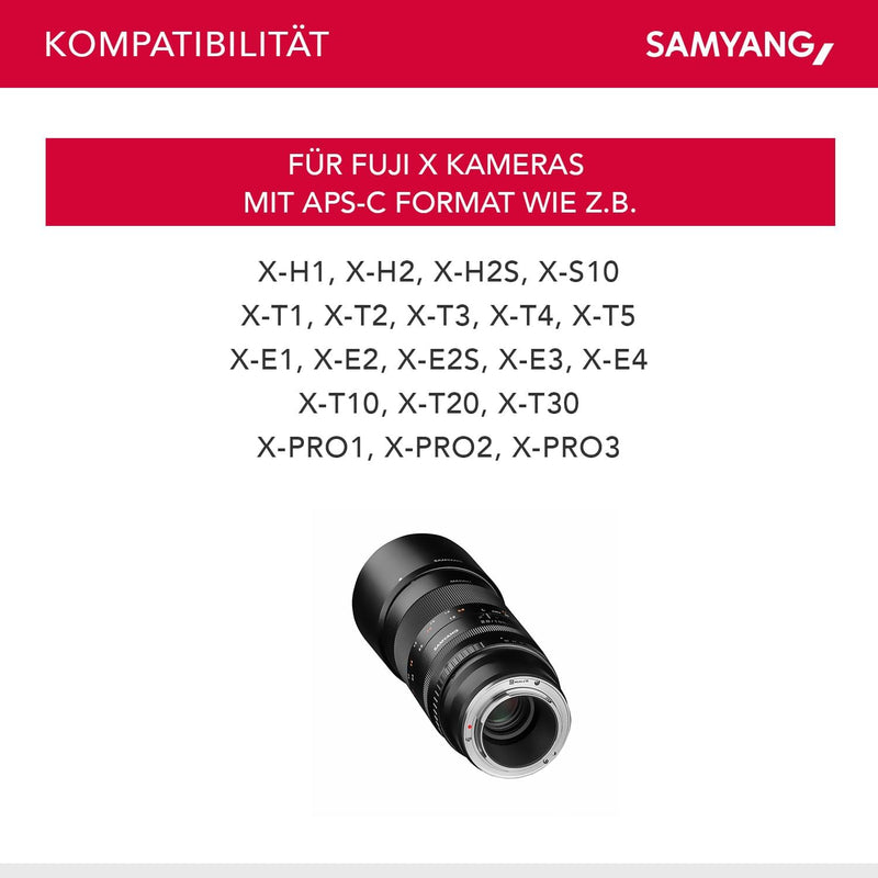 Samyang 100mm F2.8 Makro für Fuji X – APS-C Macro Teleobjektiv Festbrennweite für Fuji X-Mount, manu