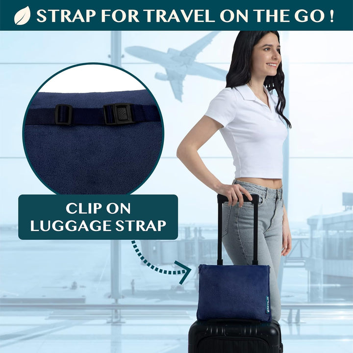 Reisedecke und -Kissen, Doppelreissverschlüsse, Clip on Strap | Warmes weiches Fleece 2-in-1 Combo D