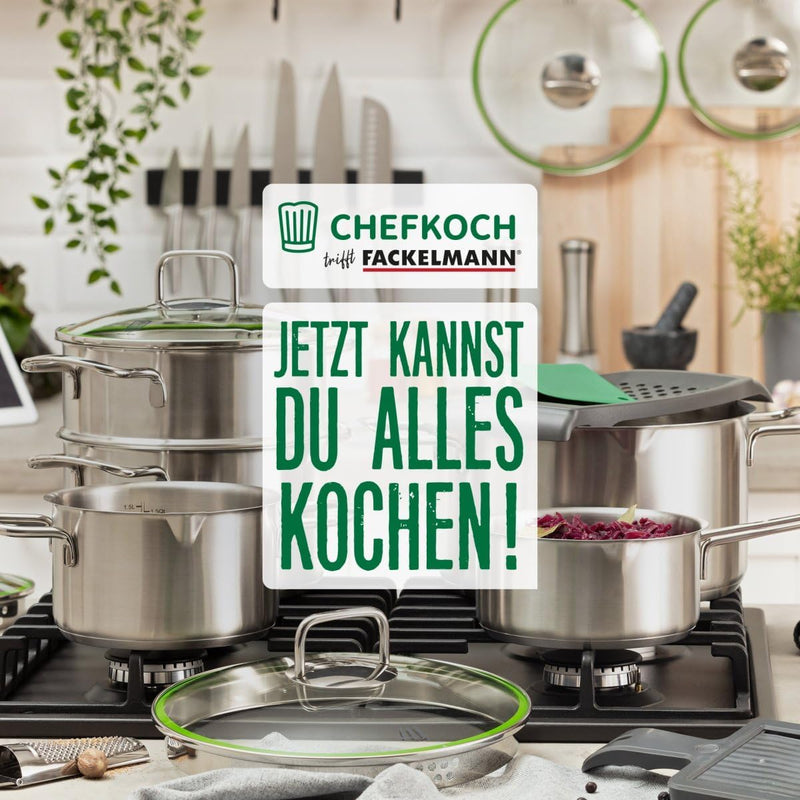 FACKELMANN Chefkoch Topf Ø20 cm München aus Edelstahl – Hochwertiger Kochtopf Ausschüttfunktion – Fü