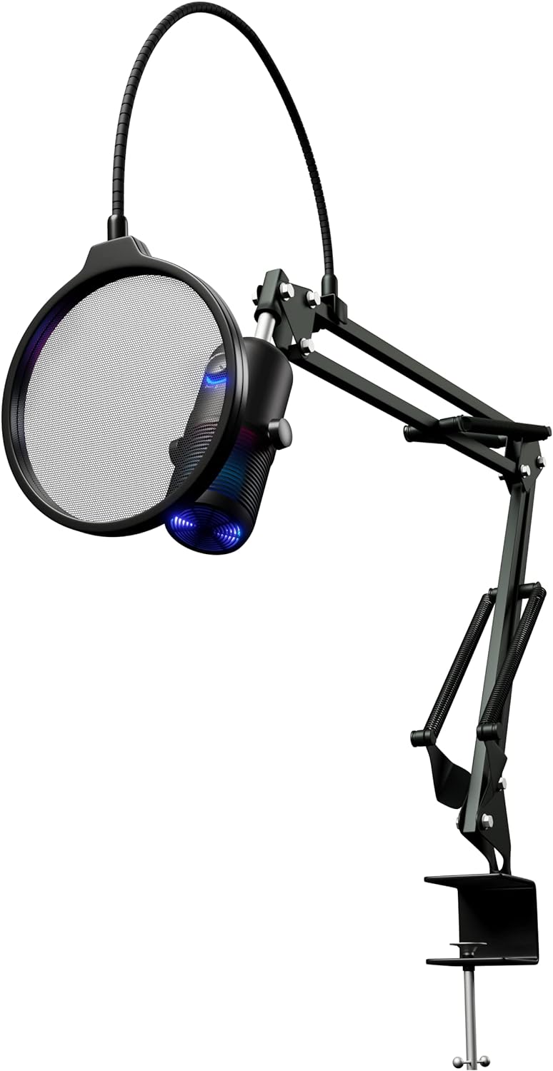 Oversteel - Elinvar USB-Gaming-Mikrofon, Nieren- und Kugelcharakteristik mit Arm und Ständer, RGB-Be