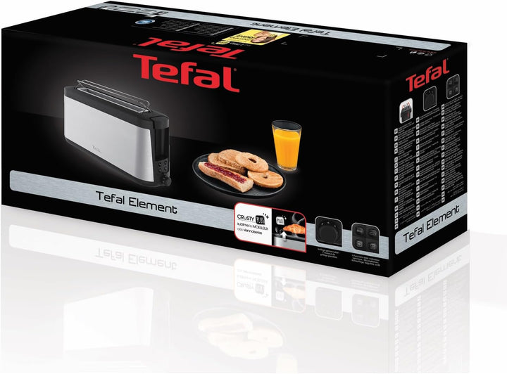 Tefal Element Langschlitz-Toaster TL4308 | 7 Bräunungsstufen | 1000 Watt | Integrierter Brötchenaufs