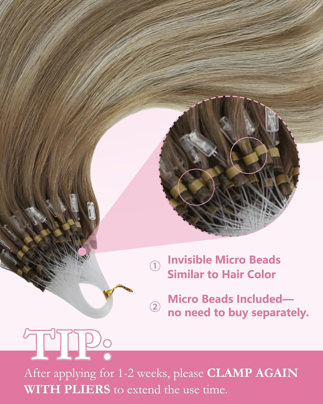YoungSee Microring Extensions Ombre 60 cm Microring Extensions Echthaar 1g Ombre Micro Loop Extensio
