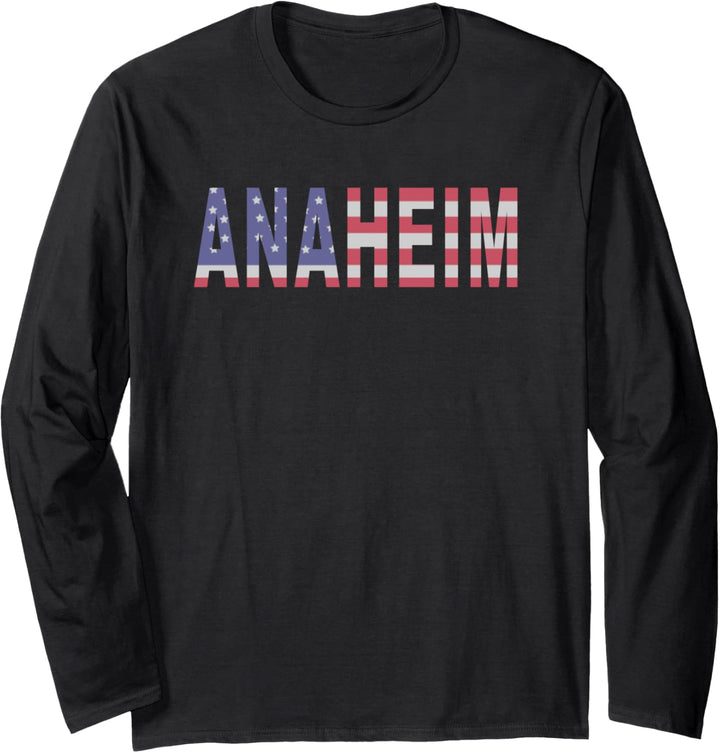 Anaheim California Patriot mit amerikanischer Flagge Langarmshirt