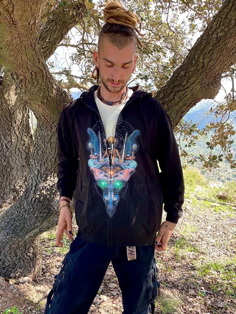 Fraktal Alien Zipper Hoodie schwarz (S), S
