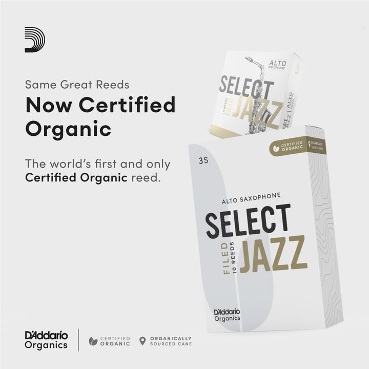 D'Addario Organisch Select Jazz Filed Alto Saxophon-Stimmzungen - Saxophonrohre - 4 Mittel, 10 Packu