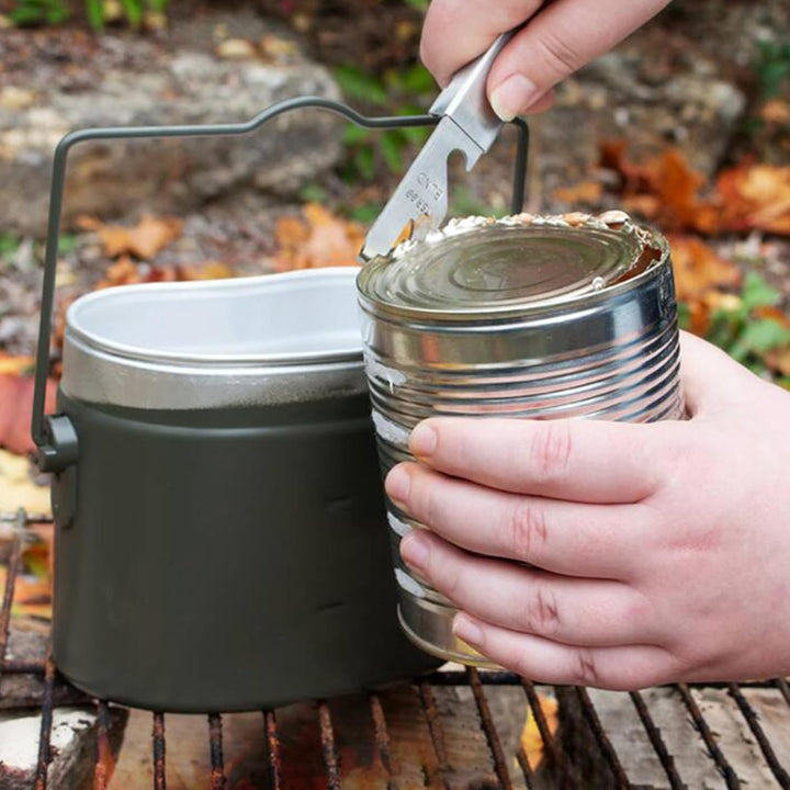 Bundeswehr Essgeschirr, Hitzebeständig Camping Kochgeschirr Outdoor mit Faltbarer Messer, Gabel und