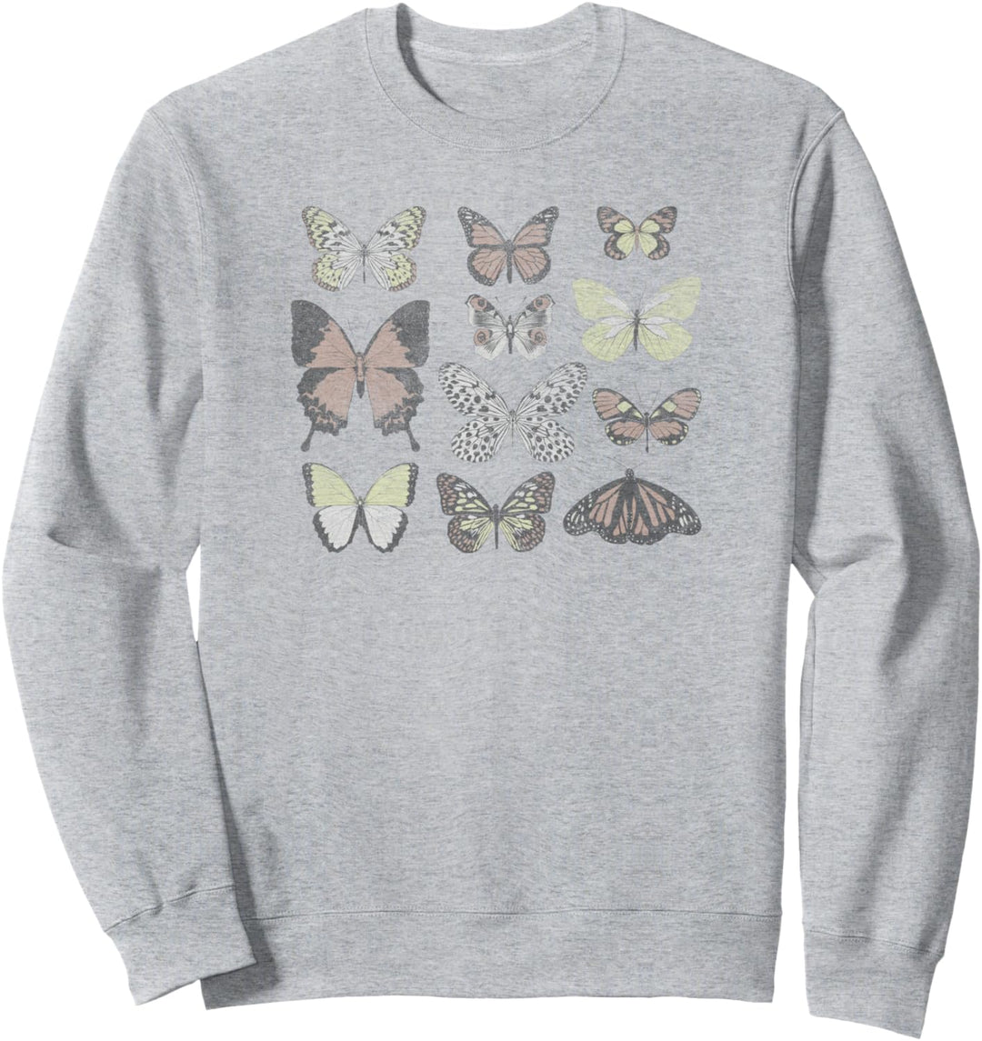 Trendy Colored Butterflies Grid Sweatshirt