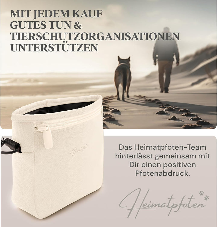 Heimatpfoten® Leckerlitasche für Hunde aus Kunstleder - Gassitasche mit Einhand Magnet-Verschluss -