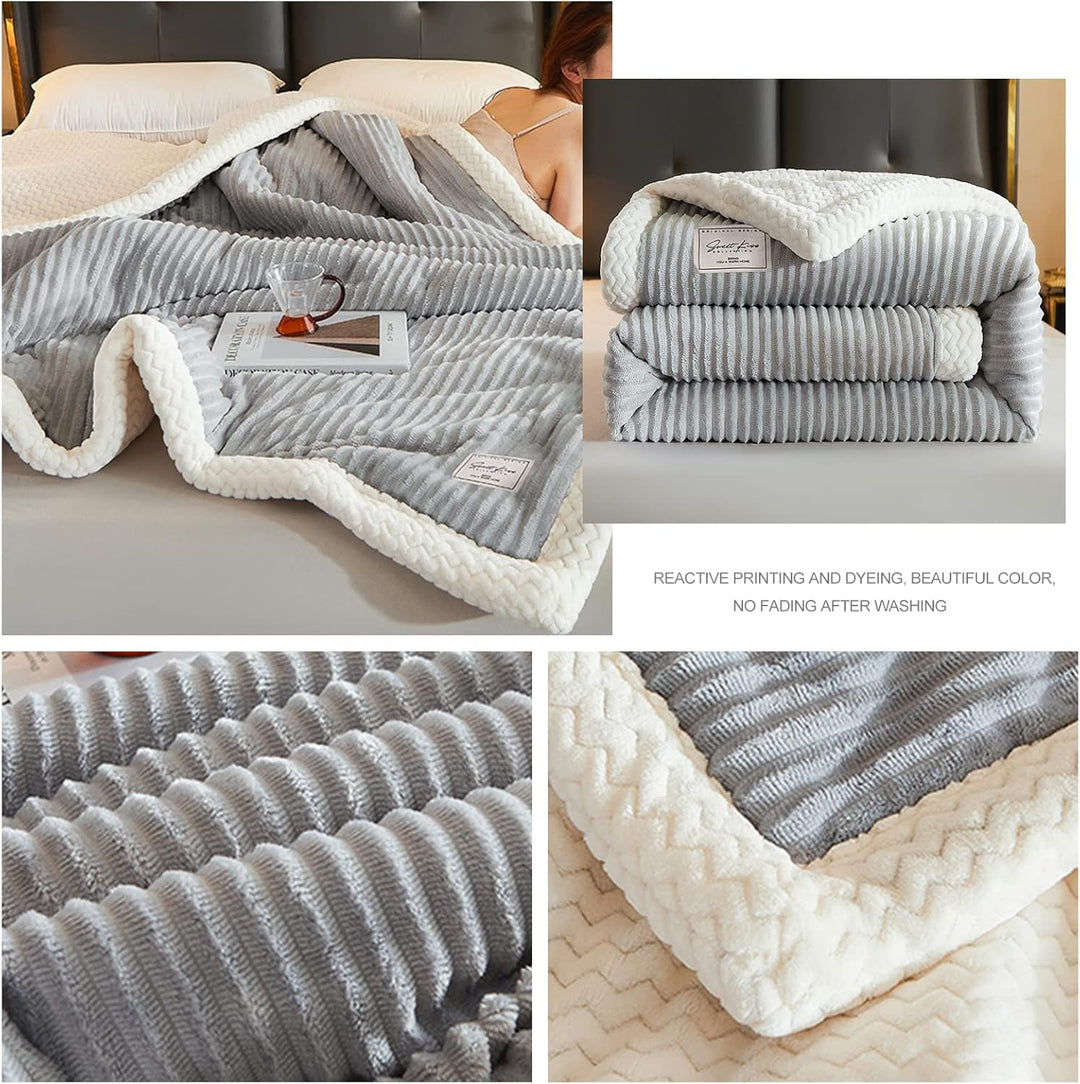 Ergocar Fleecedecke, Kuscheldecke Flauschig Weich und Warme, Sherpa Decke Doppelgesicht Dicke Decke,