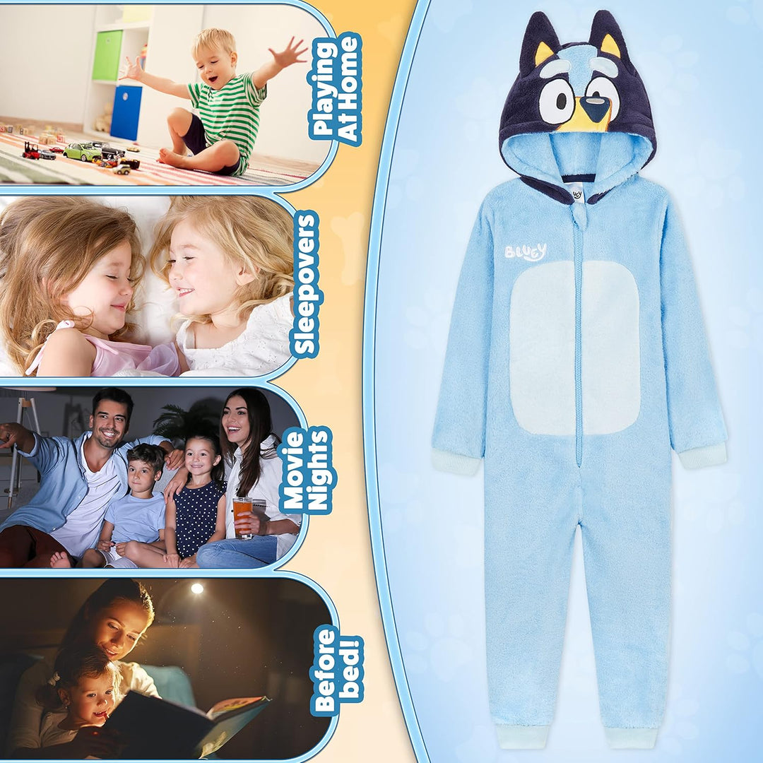 Bluey Jumpsuit Schlafanzug Onesie Mädchen Jungen 3-4 Jahre Blau, 3-4 Jahre Blau