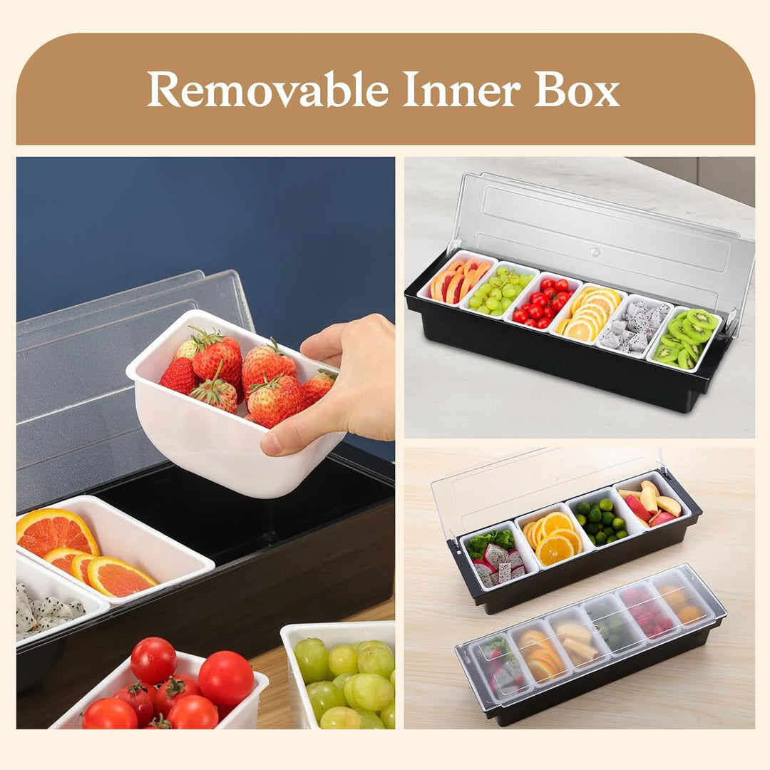 Gewürztrennbox, Gewürzbehälter, 6 Kästchen Transparenter Zutatenbehälter mit Deckel, Abnehmbares Gew