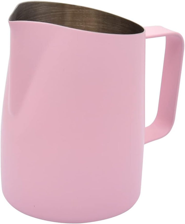Espresso-Dampfkrug, Espresso-Milchaufschäumkrug aus Edelstahl, Kaffee-Latte-Kunstbecher, 420 ml, Ros