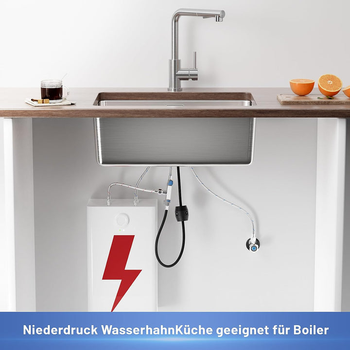 DAYONE Niederdruck Wasserhahn Küche Ausziehbar, Niederdruck Armatur Küche Ausziehbar 3 Anschlüsse, 2