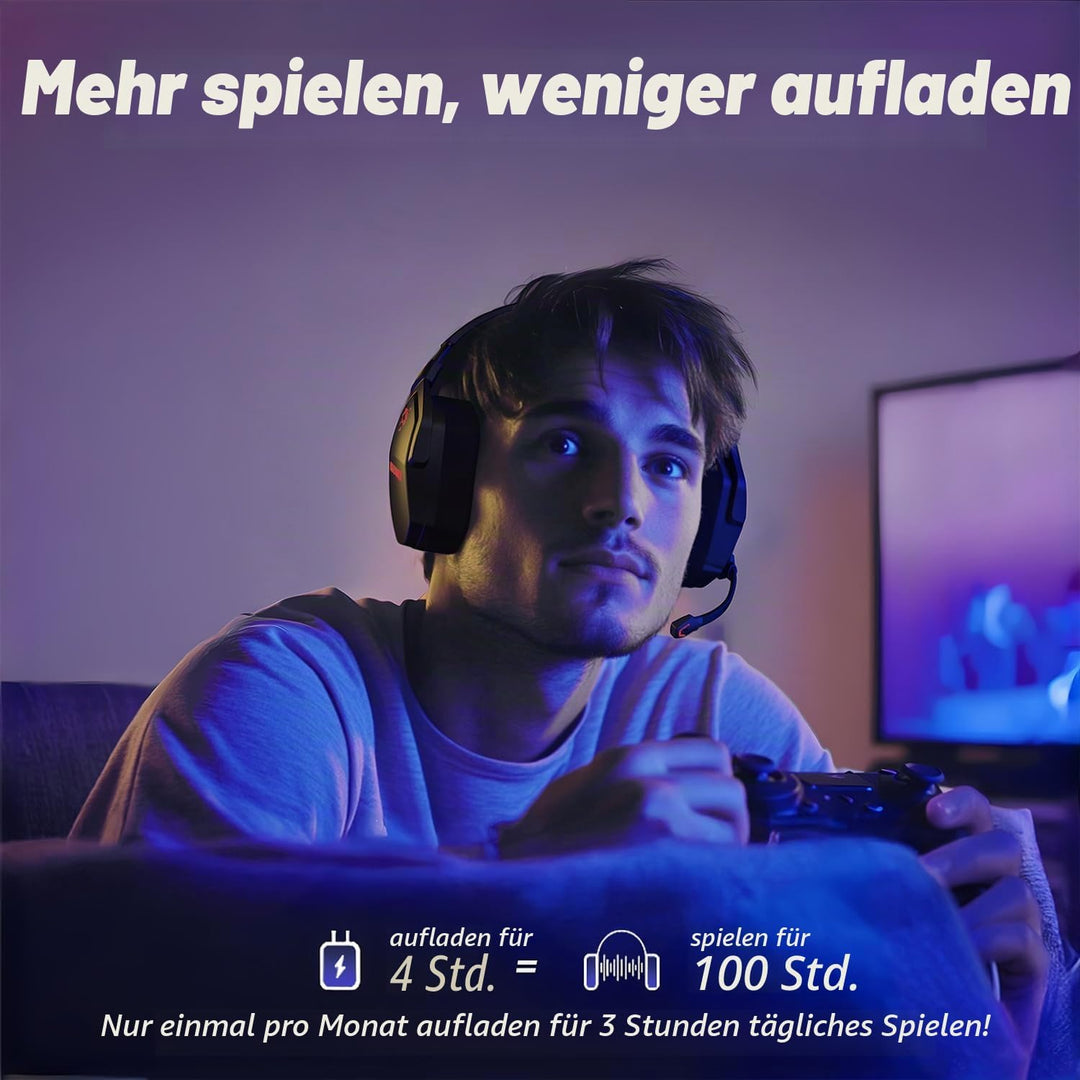 NUBWO G06 Wireless Gaming Headset für PS5, PS4, PC, Rauschunterdrückung über Ohr-Gaming-Kopfhörer mi