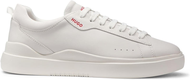 HUGO Herren Blake Tenn Sneakers aus Glattleder mit Cupsohlen Grösse 39 EU Weiss, 39 EU Weiss