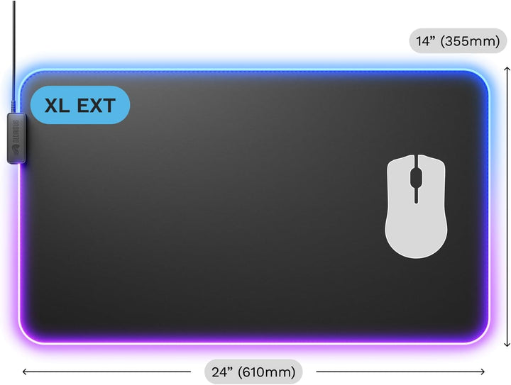 Glorious Gaming Mauspad GMP 2 GLED XL Extended – 2-Zonen-RGB-Beleuchtung, InfiniGlow Nahtloser Rand,