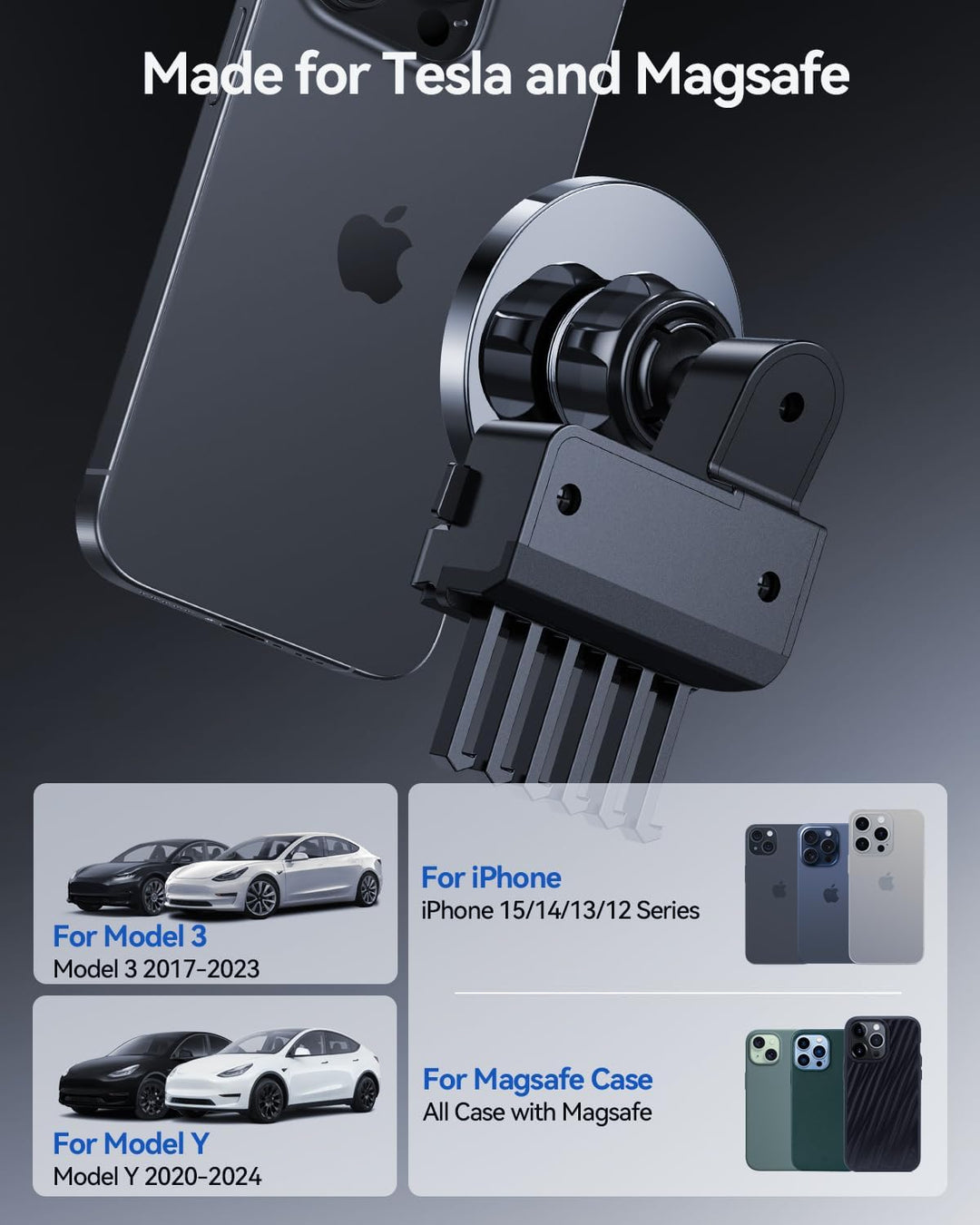 Handyhalterung für Tesla Model Y 2020-2024 und Model 3 2017-2023, MagSafe Handyhalter Auto Magnet fü