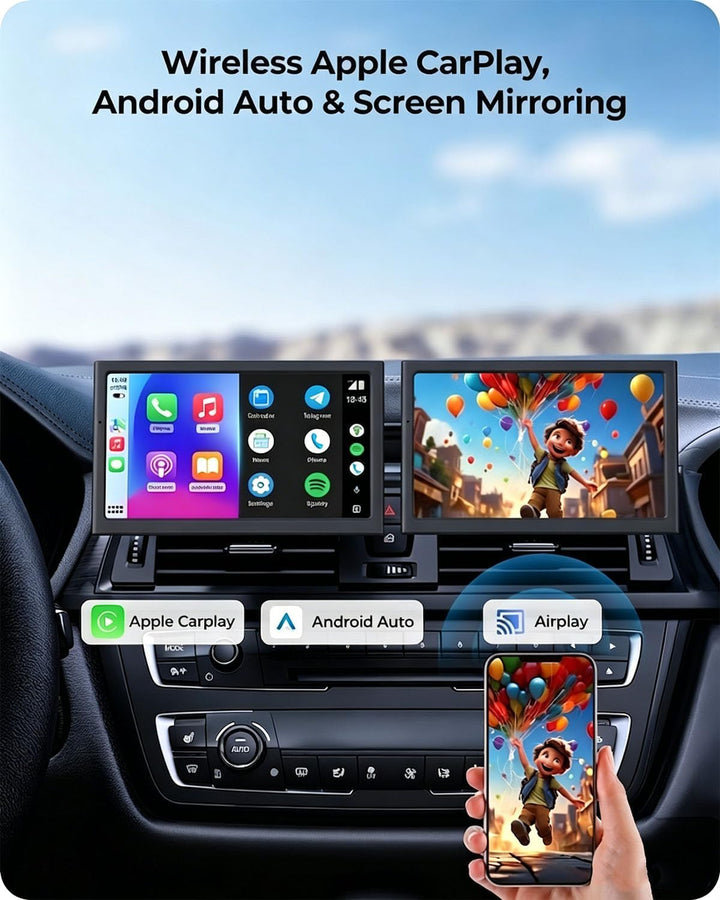 7” tragbarer CarPlay Display für Autos, 60FPS Car Play für Apple CarPlay & Android Auto, Auto Displa
