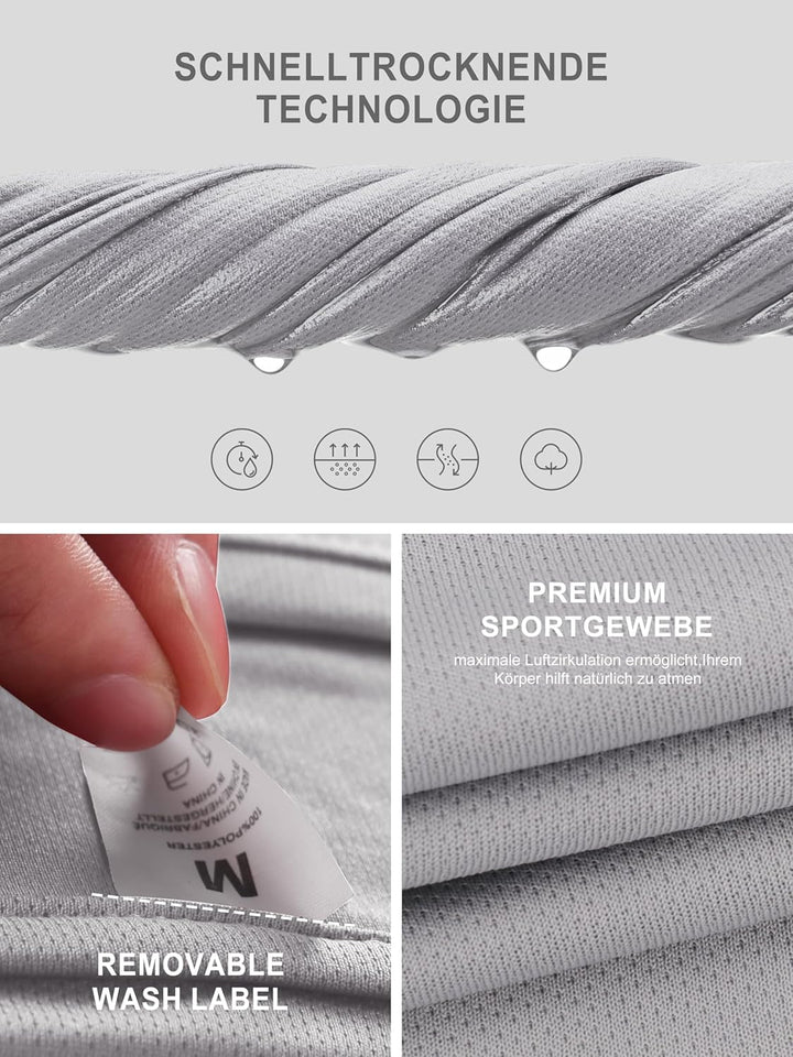 Funktionsshirt Herren Sport T Shirt Kurzarm 3er Pack Atmungsaktiv Männer Tshirt Sportkleidung Workou