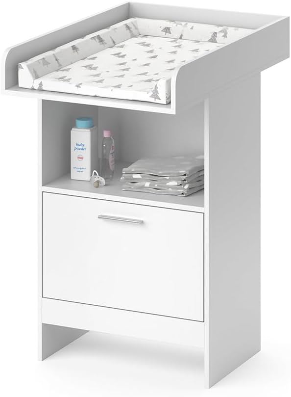 Vicco Wickelkommode Leo, Wickelaufsatz für die Kommode, Weiss, 60 x 103 cm mit Schublade