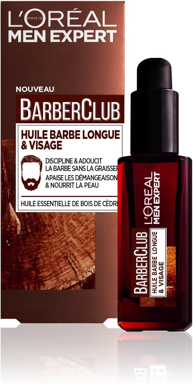 L'Oréal Men Expert BarberClub Herrenöl mit ätherischem Zedernholz 30 ml, 2 Stück 2 x Bartöle für Her