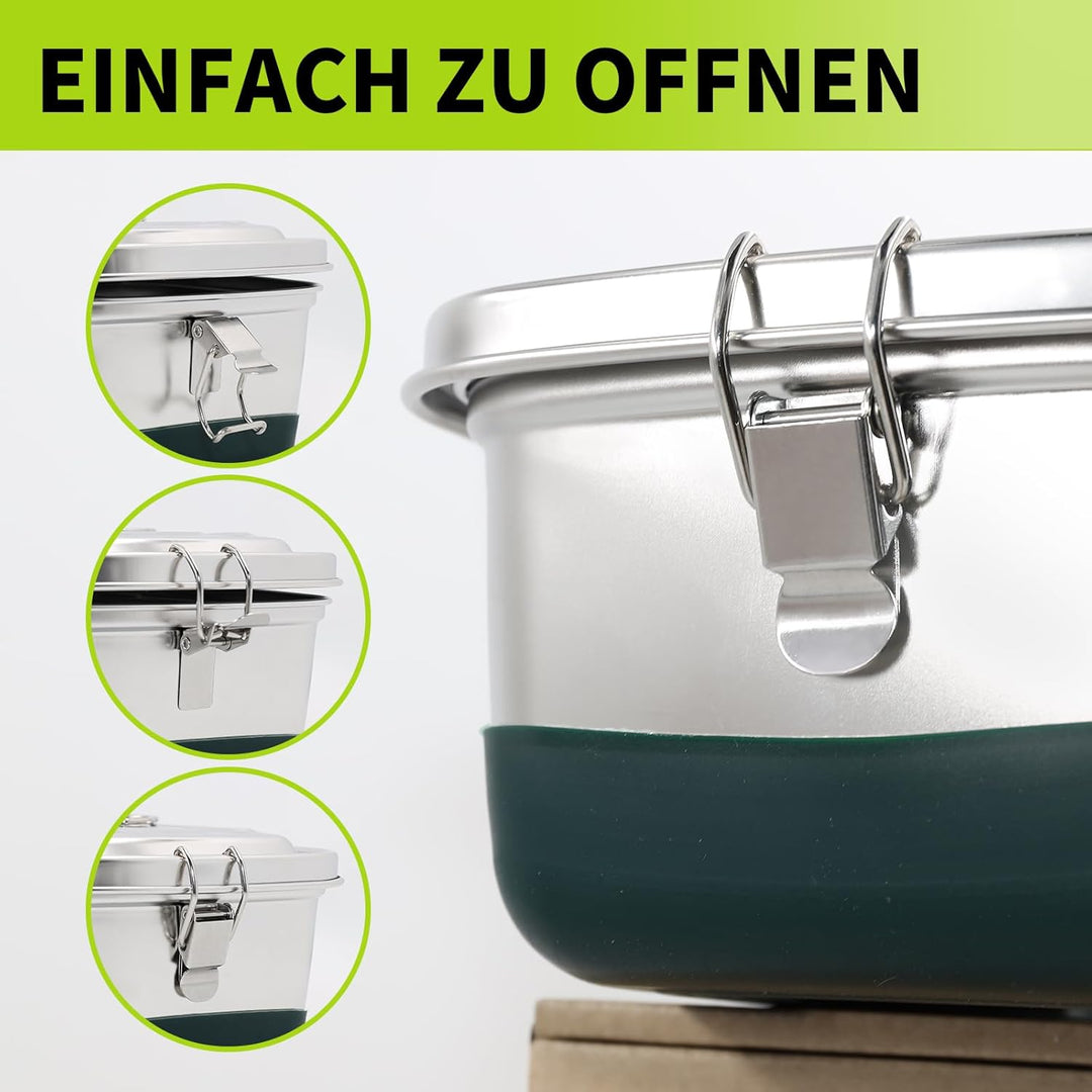 Brotdose Edelstahl, 2000ML Lunchbox Auslaufsicher mit Fächer und Dichtring–BPA-frei–Lunchbox für Pic
