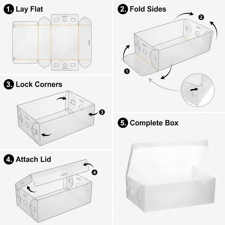 QWORK® 20 Stück Schuhboxen Plastik Aufbewahrungsbox, Faltbar Transparent Schuhe Box, Schuh-Aufbewahr