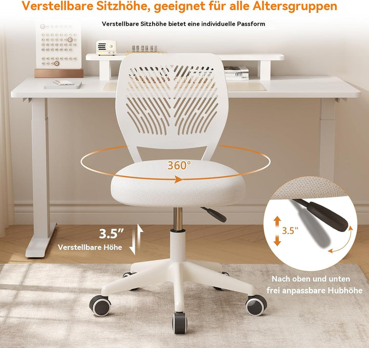 Drehbarer Bürostuhl mit weicher Polsterung, höhenverstellbarer Arbeitsstuhl, ergonomischer Schreibti