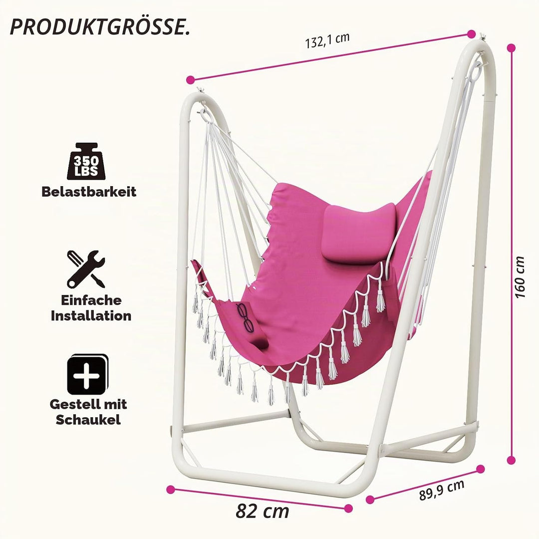 Hängesessel mit Gestell Maximale Belastung 160KG,Robuster Hängeschaukel mit Ständer für Drinnen und