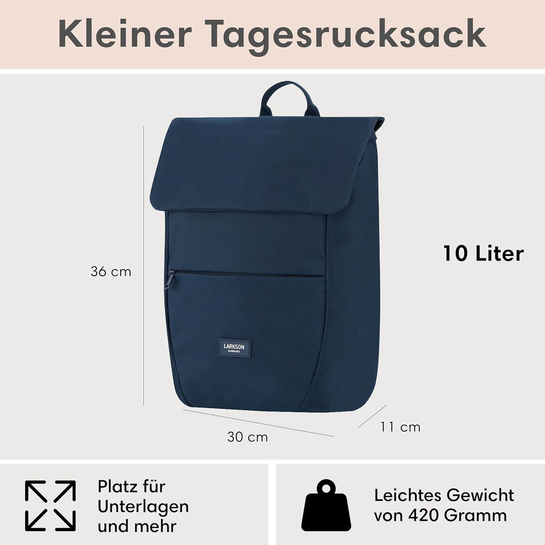 LARKSON Rucksack Damen Klein Blau - Ronja - Moderner Tagesrucksack mit Laptopfach für Uni Business C