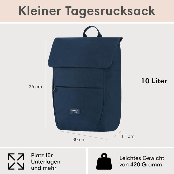 LARKSON Rucksack Damen Klein Blau - Ronja - Moderner Tagesrucksack mit Laptopfach für Uni Business C