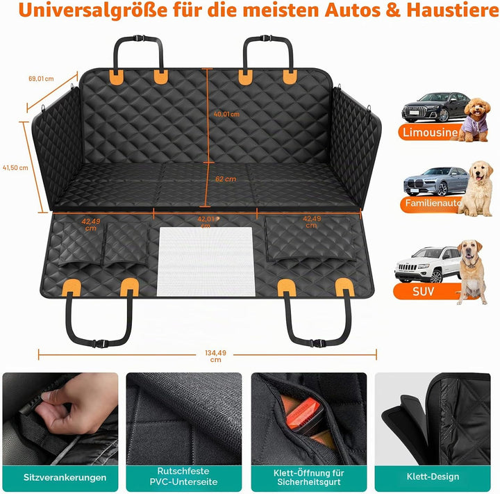 Hundedecke Auto Rückbank mit Harter Unterseit Seitenschutz Verstärkte | Strapazierfähige und kratzfe