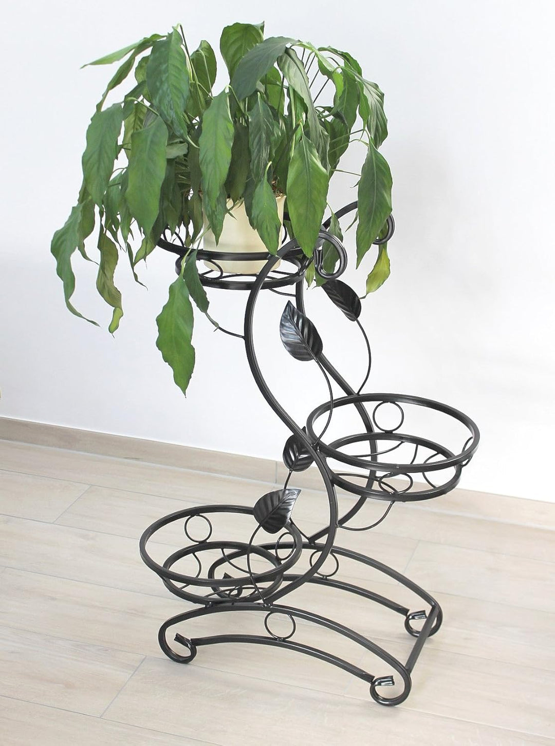 DanDiBo Blumentreppe Metall Schwarz 87 cm Blumenständer mit 3 Ablagen KW019 Blumensäule Pflanzenstän
