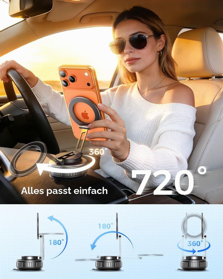 MRGLAS 360°Drehbare Vakuum Handyhalterung Auto Magnetische, Magsafe Handyhalterung, KFZ Autohalterun