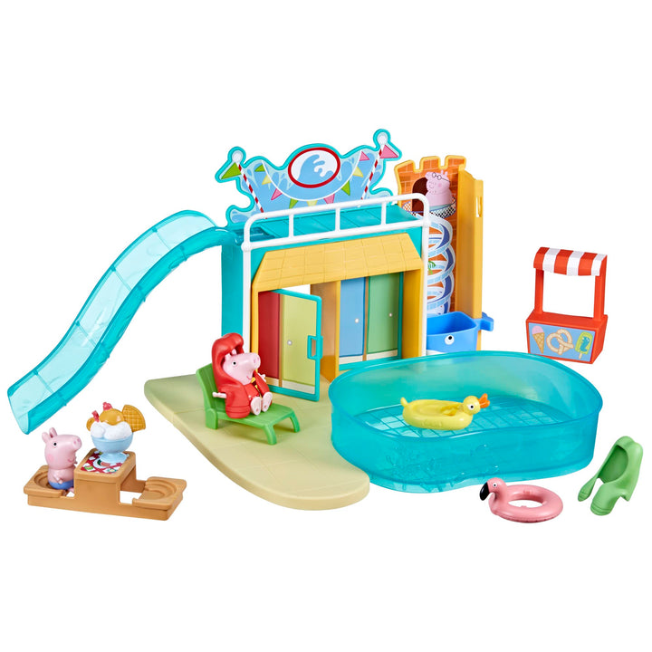 Peppa Pig Spielzeuge Schwimmbad-Spass mit Peppa, Spielset mit 15 Teilen und 2 Figuren, Kinderspielze