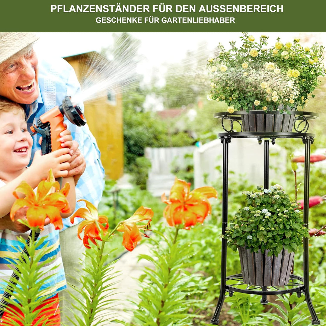 MA3TY Pflanzenständer Metall-Blumenständer,Blumentopfhalter für Drinnen & Draussen,Schwarz Small, Sm