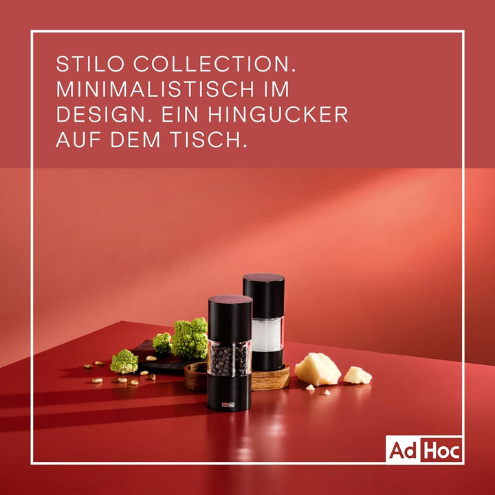 AdHoc Set Salzmühle und Pfeffermühle STILO | langlebiges Keramik Mahlwerk, edles Gehäuse aus Edelsta