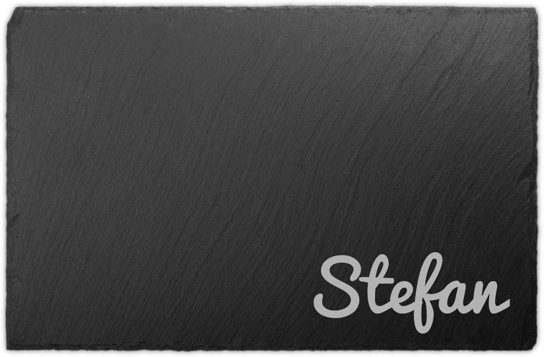 Schiefer Buffettplatte Frühstücksbrettchen Schneidebrett - Schriftzug Name, Schriftzug Name