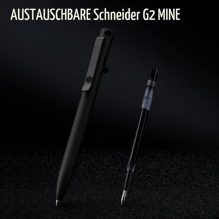 KeyUnity KP01BK Bolt Action Pen mit Clip, EDC-Taschenstift aus Titanlegierung, einziehbarer Metallku