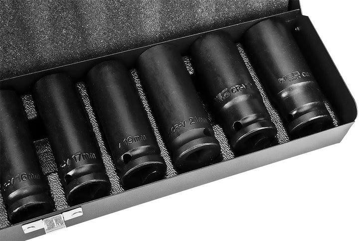 Set Lange Steckschlüsseleinsätze 1/2 – 10/24 mm – 11PZ – Auswirkungen Werkzeug Luft NEO