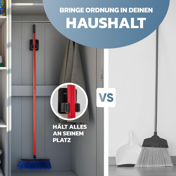 Selbstklebende Besenhalter & Gerätehalter Wand ohne Bohren und Schrauben | Robuste Wandhalterung aus