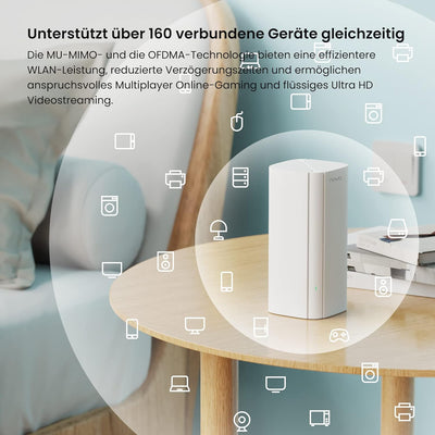 Tenda Nova MX12 Mesh WLAN WiFi 6 System - AX3000 Dual Band WLAN Mesh System - Reichweite bis zu 460m