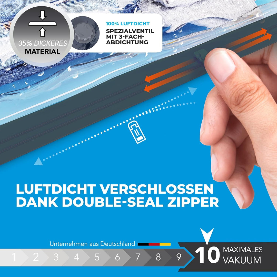 SilverRack XL Jumbo Vakuumbeutel für Kleidung u. Bettdecken [8 Stück] - INKL. HANDPUMPE u. ETIKETTEN