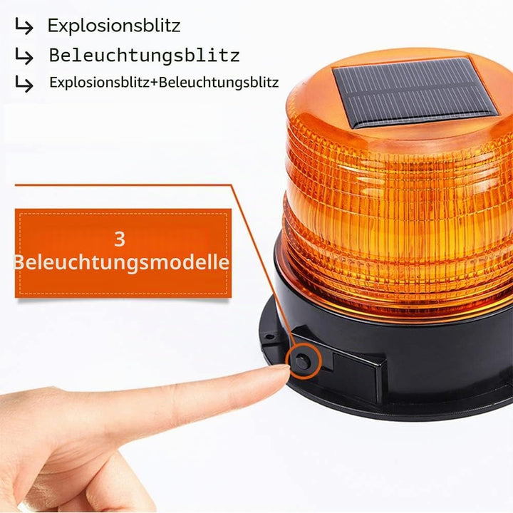 ONCCI 12V Solar/USB Warnleuchte LED Rundumleuchte Magnet Warnlicht Blinkleuchte für Auto PKW LKW Kab