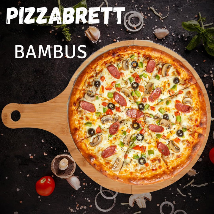 hausleben Pizzateller 33cm holz (2er-3er-4er Set) - Pizzabrett gross mit Griff, Platzteller, Pizzabr