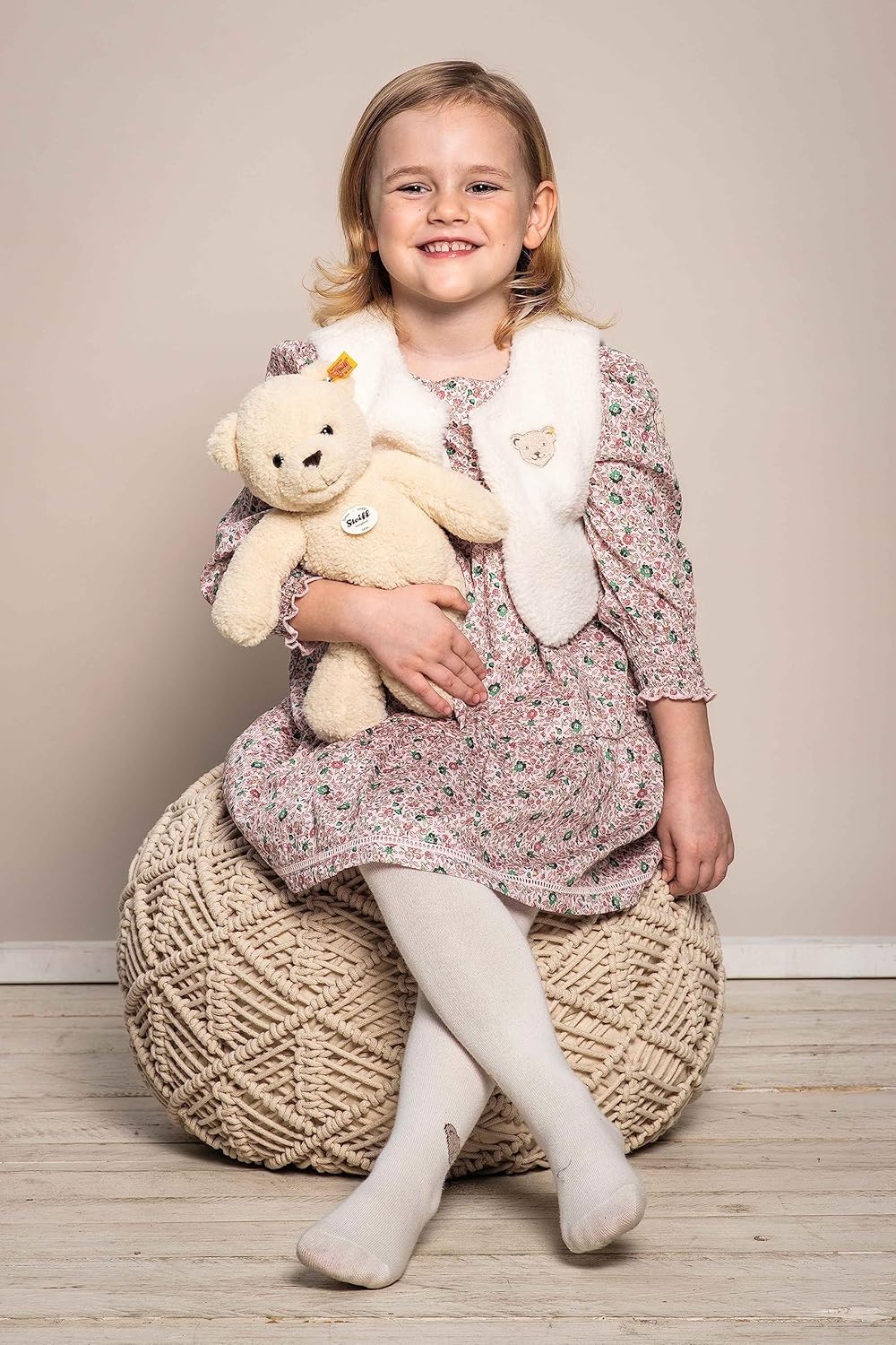 Steiff Mädchen Rüschen Blumenmuster Kleid 110 Barely Pink, 110 Barely Pink